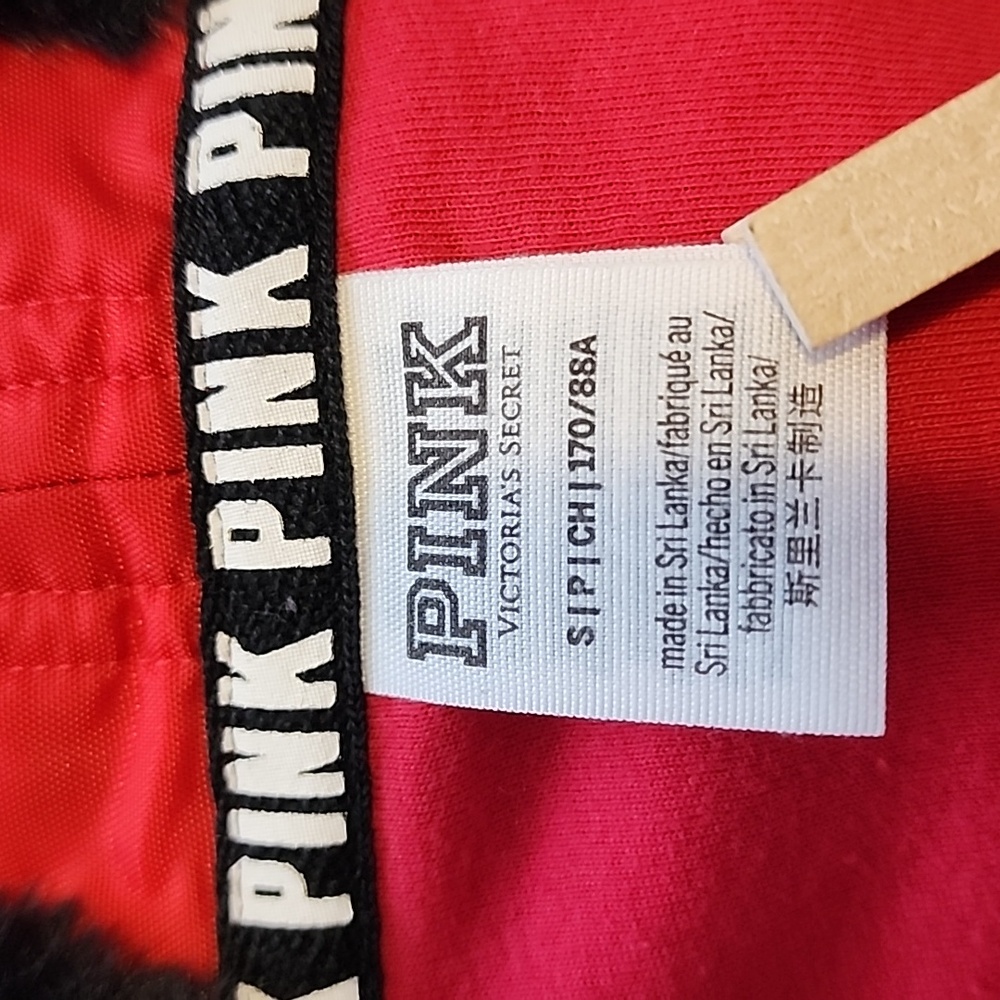 Pink VS Lightly Lined Faux Fur Hooded Bomber Jacket. Oversized S - Picture 6 of 11